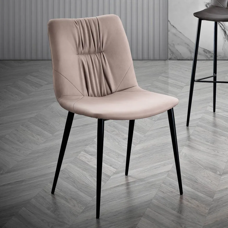 Vardagsrumsstol i fibertyg med lädereffekt och metall Tillverkad i Italien - Gohan Viadurini