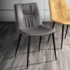 Vardagsrumsstol i fibertyg med lädereffekt och metall Tillverkad i Italien - Gohan Viadurini