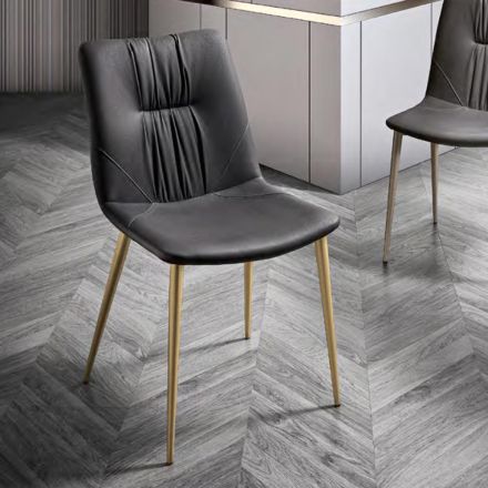 Vardagsrumsstol i fibertyg med lädereffekt och metall Tillverkad i Italien - Gohan Viadurini