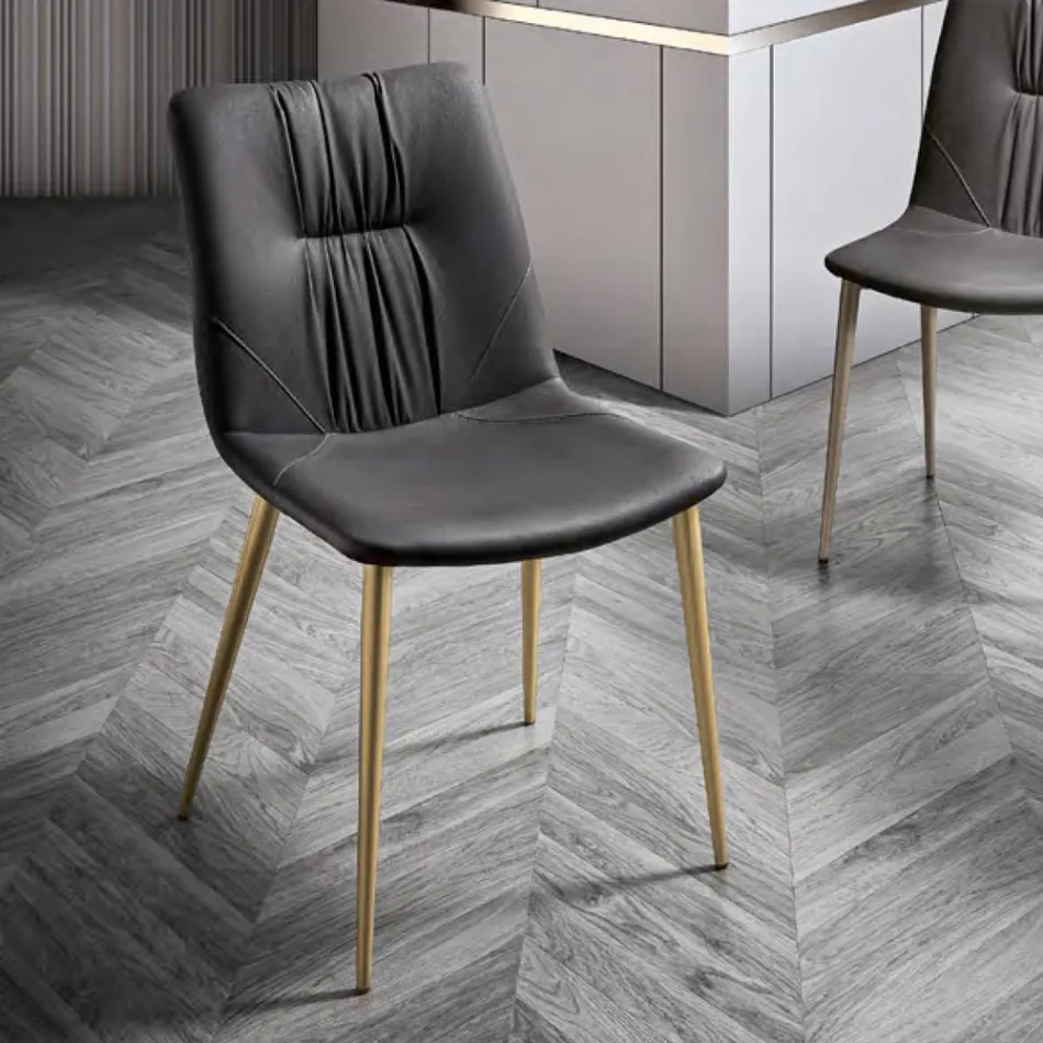 Vardagsrumsstol i fibertyg med lädereffekt och metall Tillverkad i Italien - Gohan Viadurini