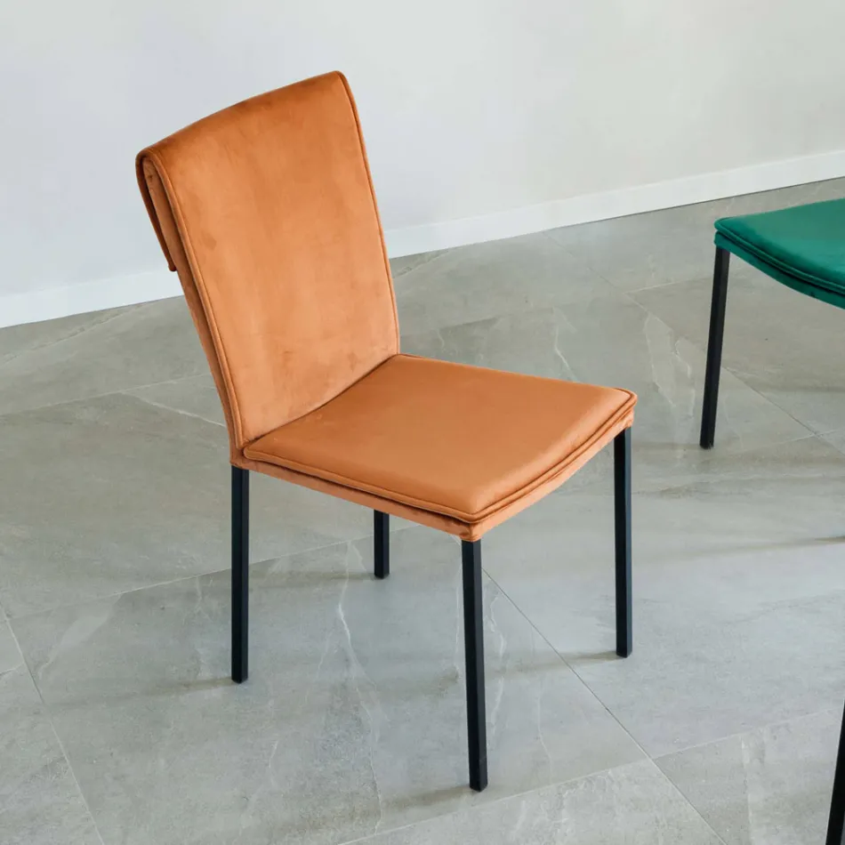 Vardagsrumsstol i fläckbeständig sammet och svart struktur - Haroon Viadurini