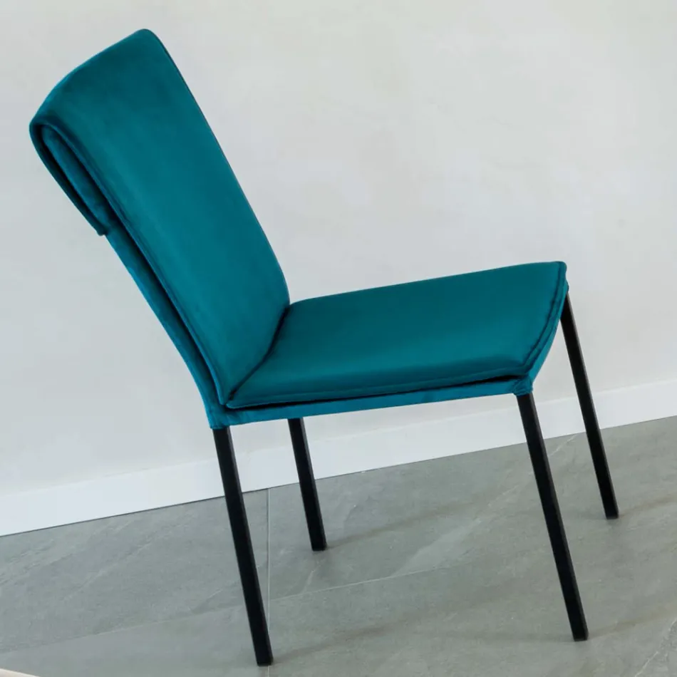 Vardagsrumsstol i fläckbeständig sammet och svart struktur - Haroon Viadurini