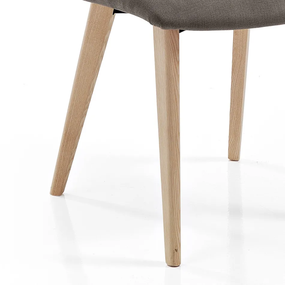 Vardagsrumsstol klädd i tyg och bendesign av ask - Florinda Viadurini