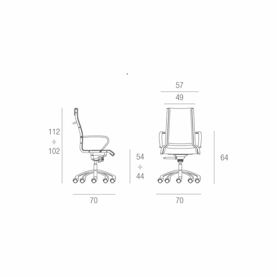 Kontorsstol med monocoque i imiterat läder gjord i Italien Agata Viadurini