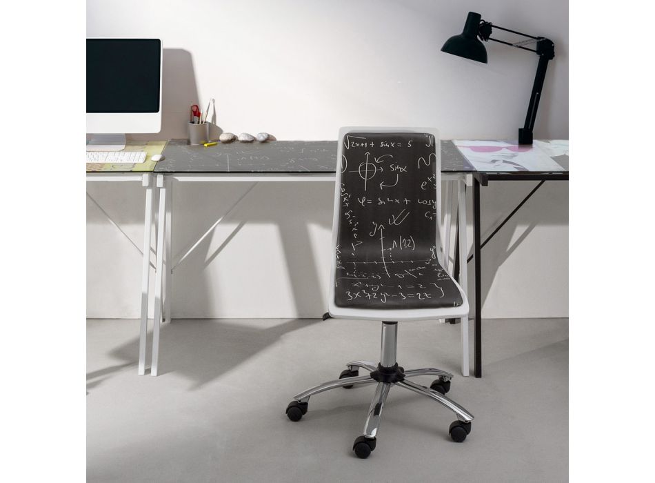 Vridbar kontorsstol i stål och ekoläder med svart tavla - Lollo Viadurini