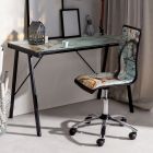 Vridbar kontorsstol i stål och ekologiskt läder med karttryck - Lollo Viadurini