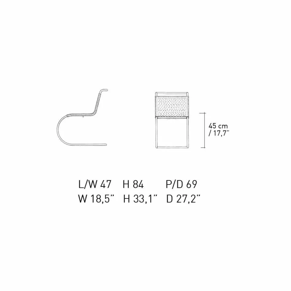 Kontorsstol i naturrör och förkromat stål tillverkat i Italien - Formentera Viadurini