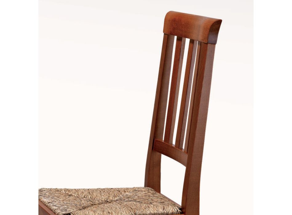 Klassisk designstol i trä och halmsits Tillverkad i Italien - Dorina Viadurini
