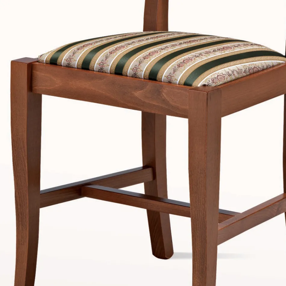 Klassisk designstol i trä och sits i tyg Made in Italy - Dorina Viadurini