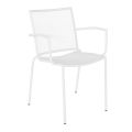 Designträdgårdsstol med armstöd stapelbara i vitt stål - Magamago