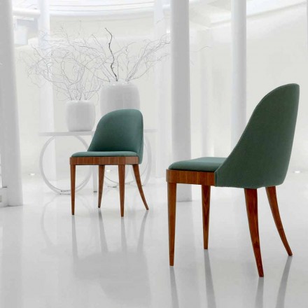 Design stoppad stol i valnötsträ och tyg Calida Viadurini