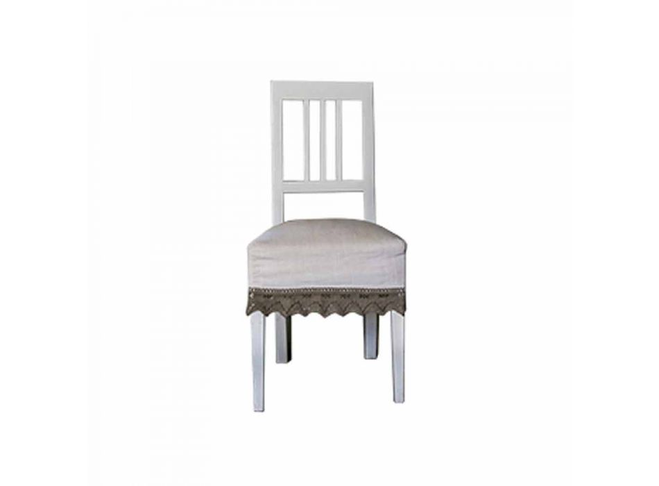 Modern design stol i vitlackerat bokträ, Shirley Viadurini