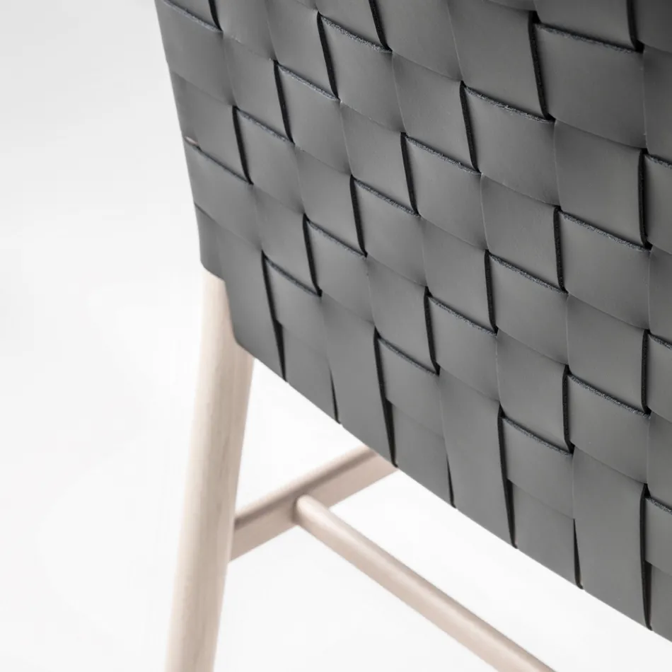 Högkvalitativ stol i bokträ och läder Tillverkad i Italien, 2 delar - Nora Viadurini