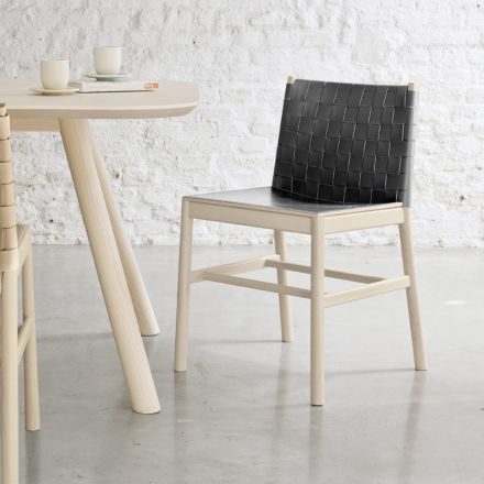 Högkvalitativ stol i bokträ och läder Tillverkad i Italien, 2 delar - Nora Viadurini