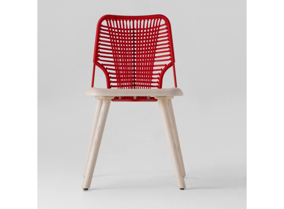 Högkvalitativ stol i trä, metall och rep Tillverkad i Italien, 2 delar - Mandal Viadurini