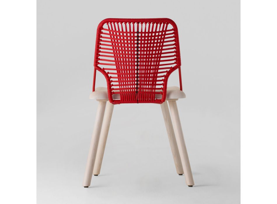 Högkvalitativ stol i trä, metall och rep Tillverkad i Italien, 2 delar - Mandal Viadurini