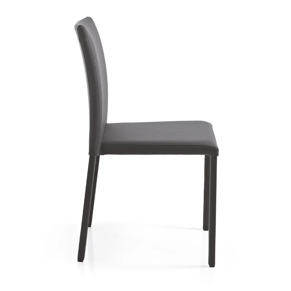 Elegant modern designstol i färgat konstläder för vardagsrummet - Grenger Viadurini