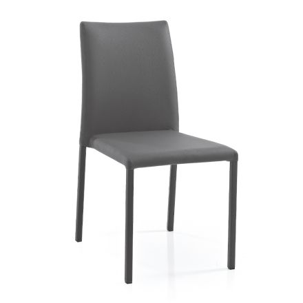 Elegant modern designstol i färgat konstläder för vardagsrummet - Grenger Viadurini