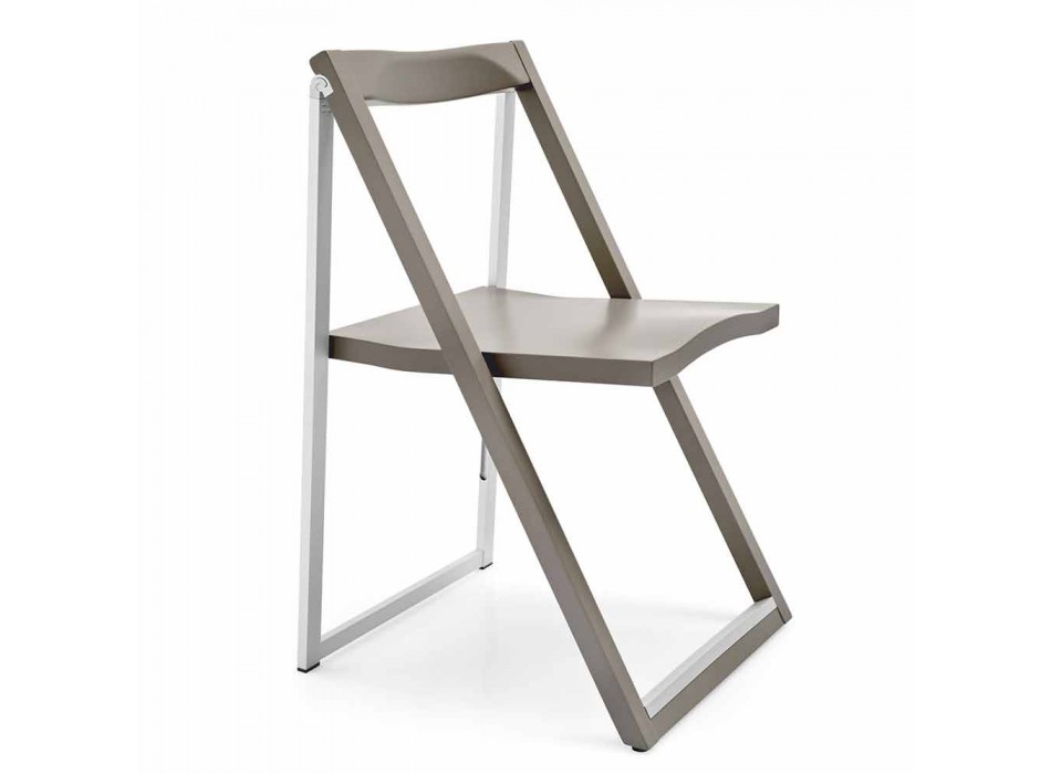 Fällbar designstol i aluminium och bokträ tillverkad i Italien - Skip Viadurini