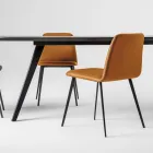 Lyxig läderstol med metallben tillverkad i Italien, 2 delar - Molde Viadurini