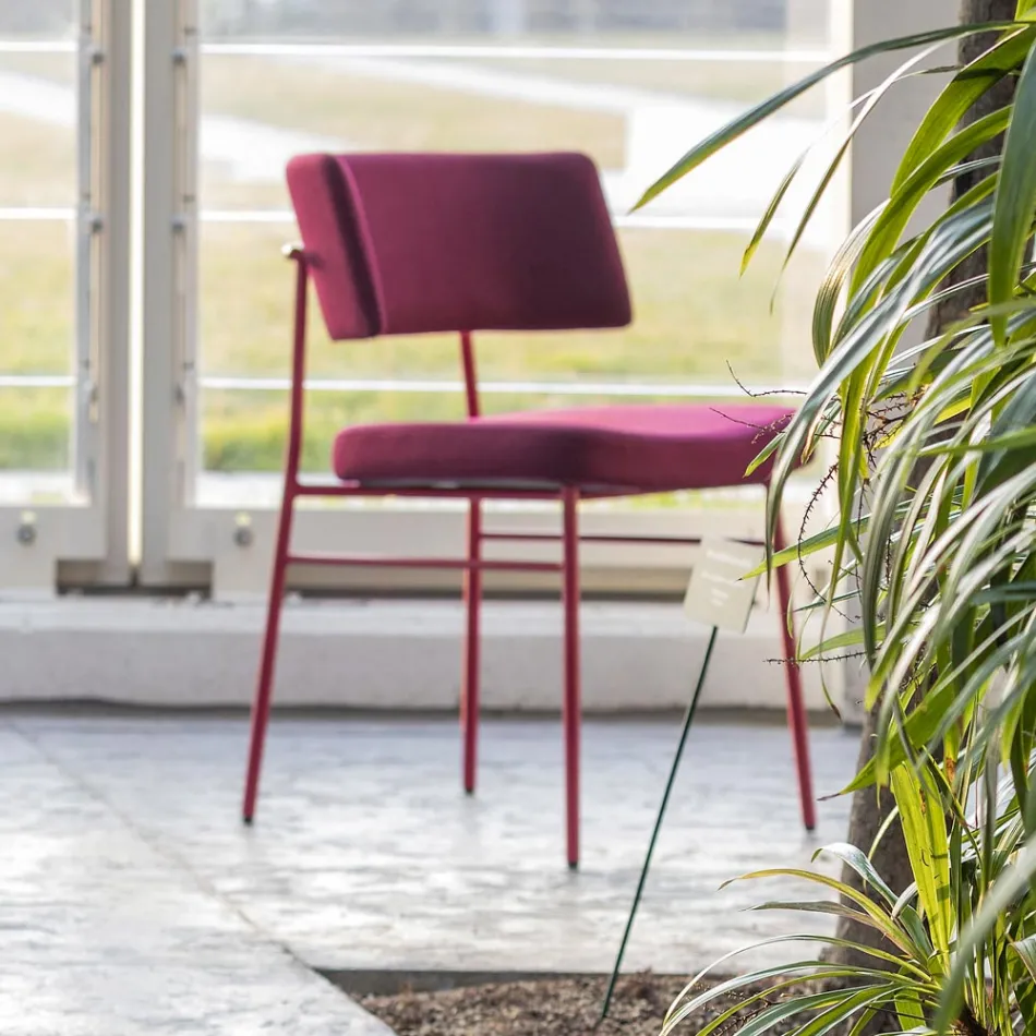 Lyxig tygstol med metallunderrede Tillverkad i Italien, 2 delar - Alaska Viadurini