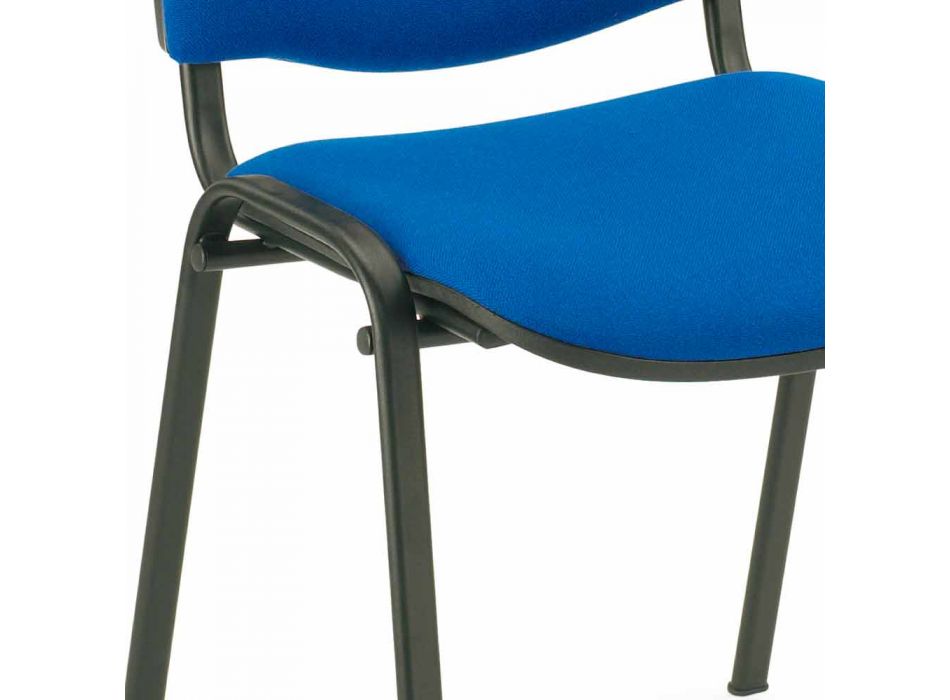 Vadderad stol för väntrum med modern svartmetallbas - Carmela Viadurini
