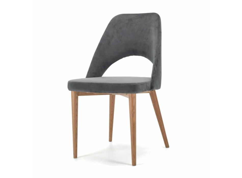 Vadderad stol med bas av ask tillverkad i Italien - Lorenza Viadurini