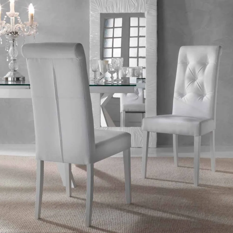 Klädd designstol, med Capitonnè Processing - Diana Viadurini