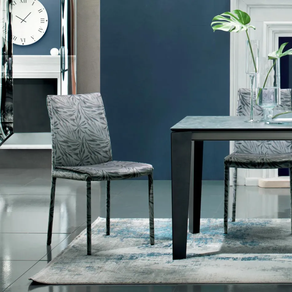 Vadderad och tygklädd stol Tillverkad i Italien 4 delar - Monnalisa Viadurini