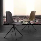 Klädd stol i eko nubuck och metall, modern design, Taranto Viadurini