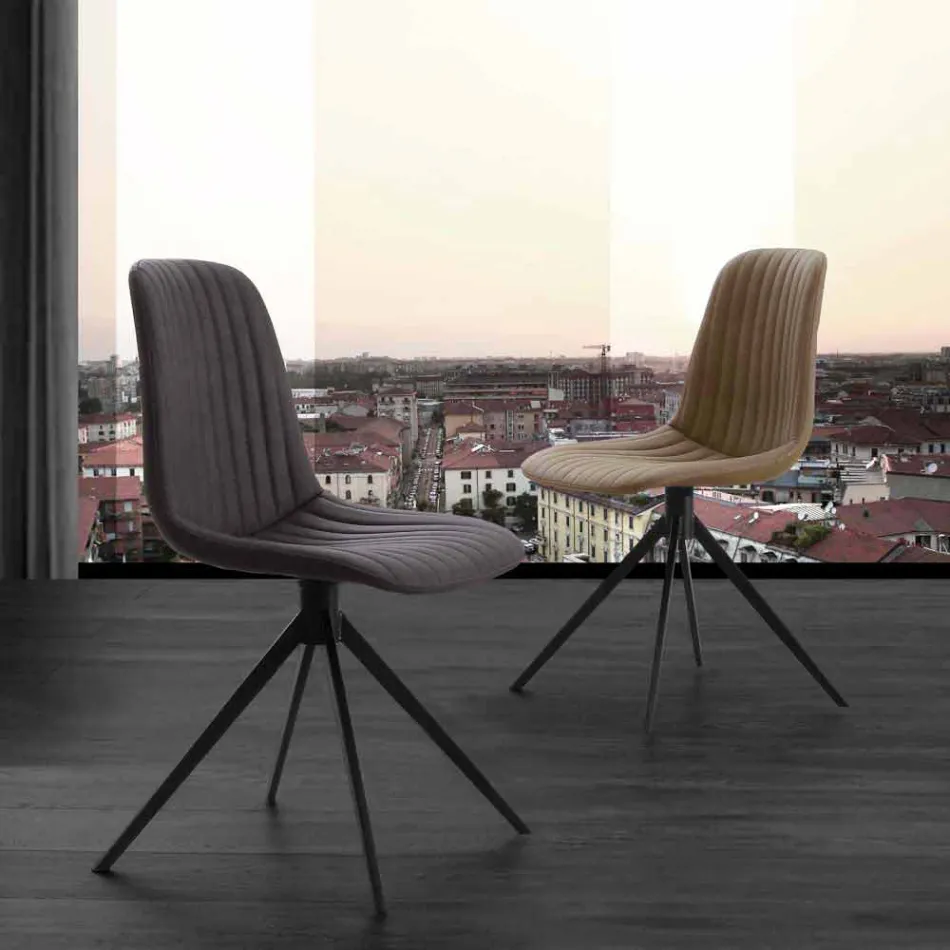 Klädd stol i eko nubuck och metall, modern design, Taranto Viadurini