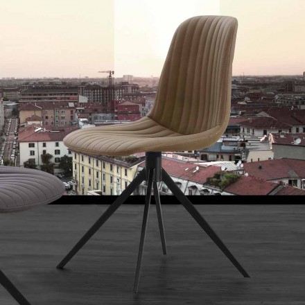 Klädd stol i eko nubuck och metall, modern design, Taranto Viadurini