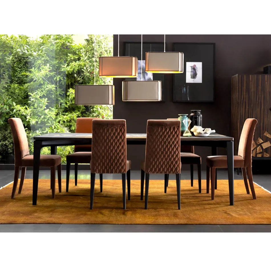 Stoppad massiv trässtol Grilli Zarafa gjord i Italien, 2 stycken Viadurini