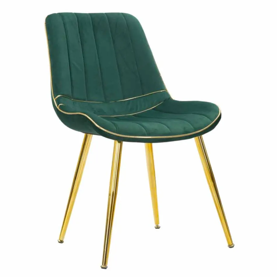 Klädd designmatsalstol i trä och tyg, 2 delar - Kolly Viadurini