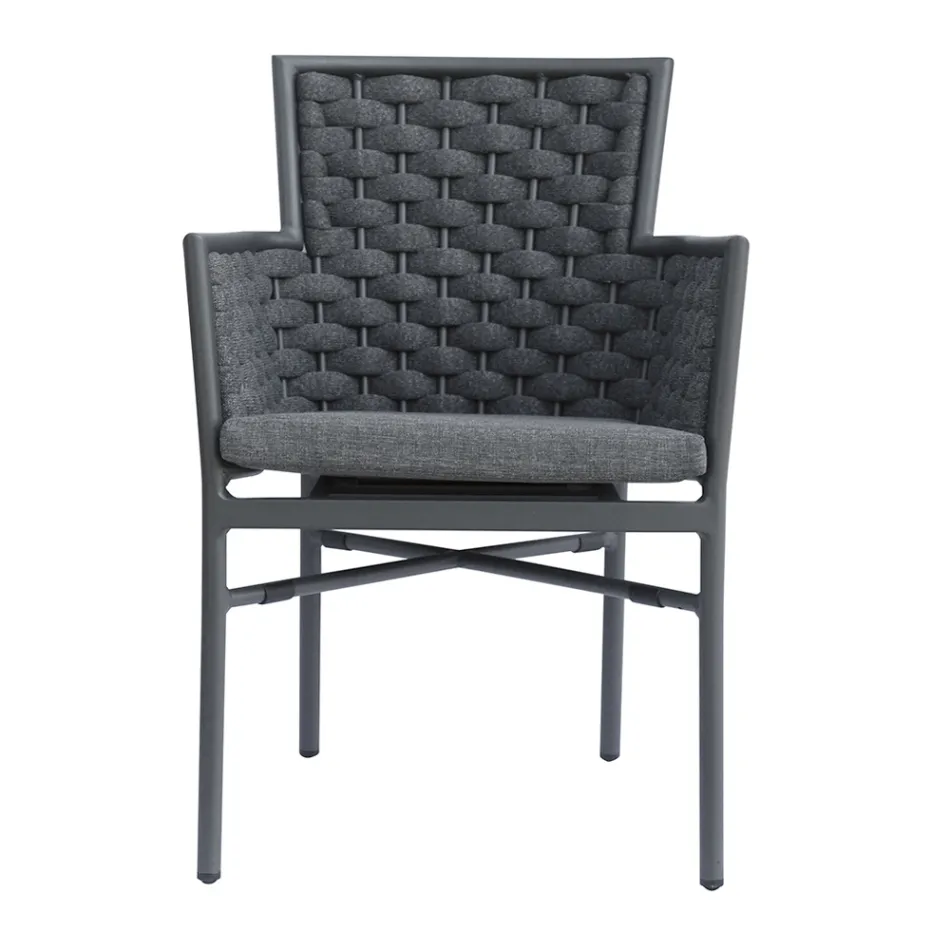 Stapelbar stol med klädda reparmstöd och ryggstöd - Gardenia Viadurini