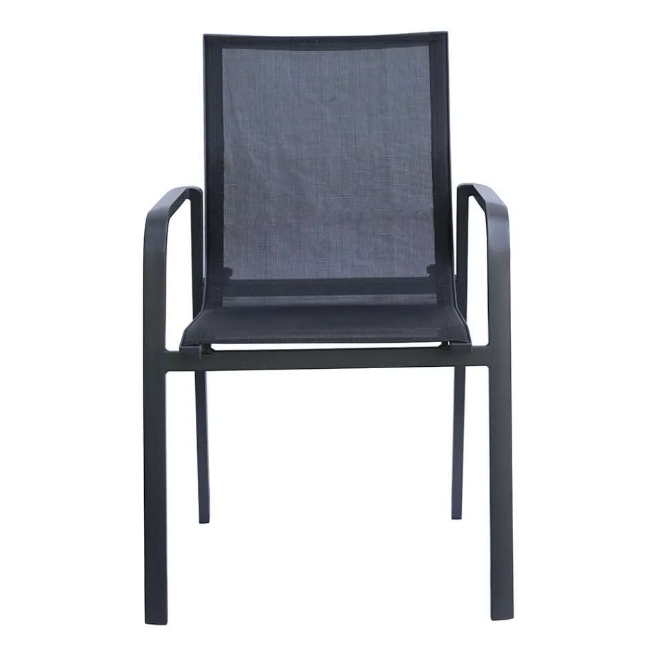 Stapelbar stol med aluminium och armstöd i vit eller grå textilene - Greenstyle Viadurini