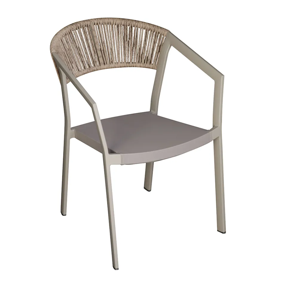 Stapelbar stol med Textilene-sits och Twist Wicker-rygg - Passion Viadurini