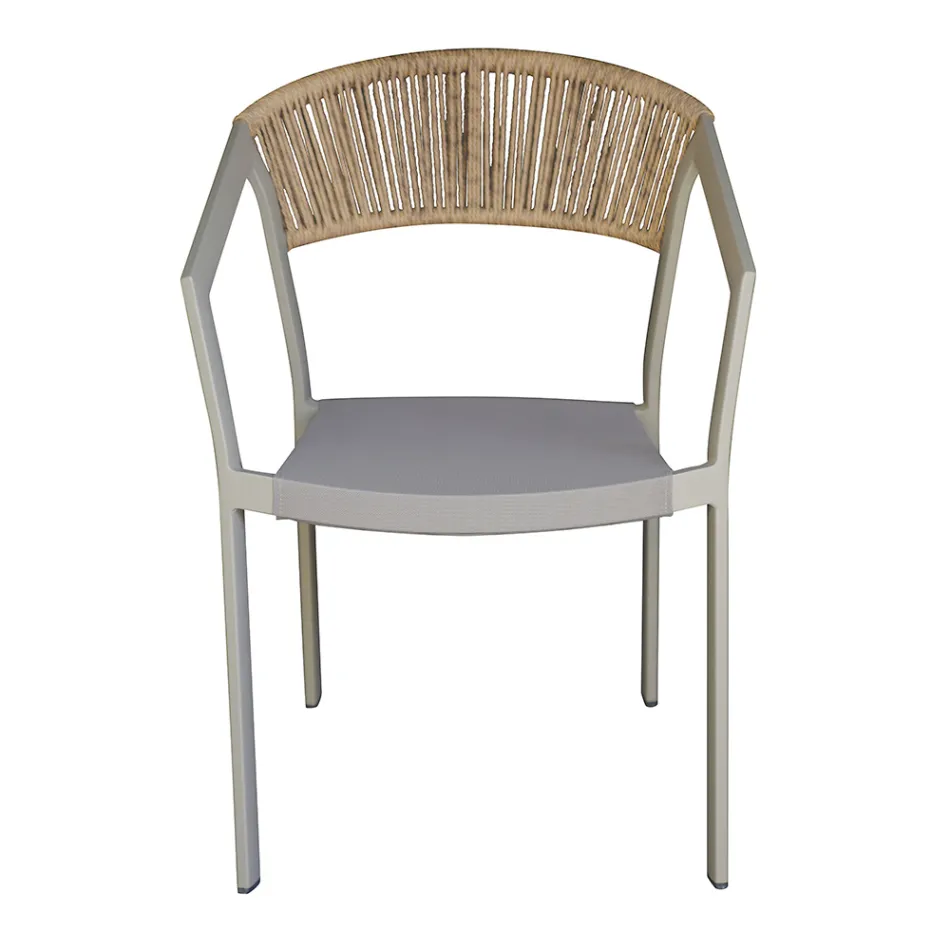 Stapelbar stol med Textilene-sits och Twist Wicker-rygg - Passion Viadurini