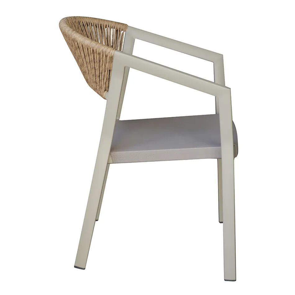 Stapelbar stol med Textilene-sits och Twist Wicker-rygg - Passion Viadurini