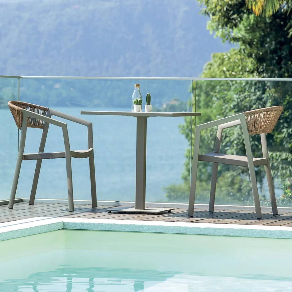 Stapelbar stol med Textilene-sits och Twist Wicker-rygg - Passion Viadurini