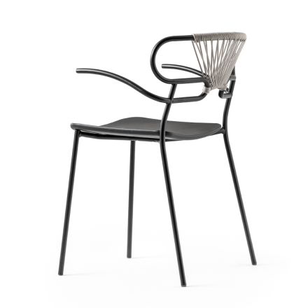 Stapelbar stol med metallstruktur och rep Tillverkad i Italien, 2 delar - Trosa Viadurini