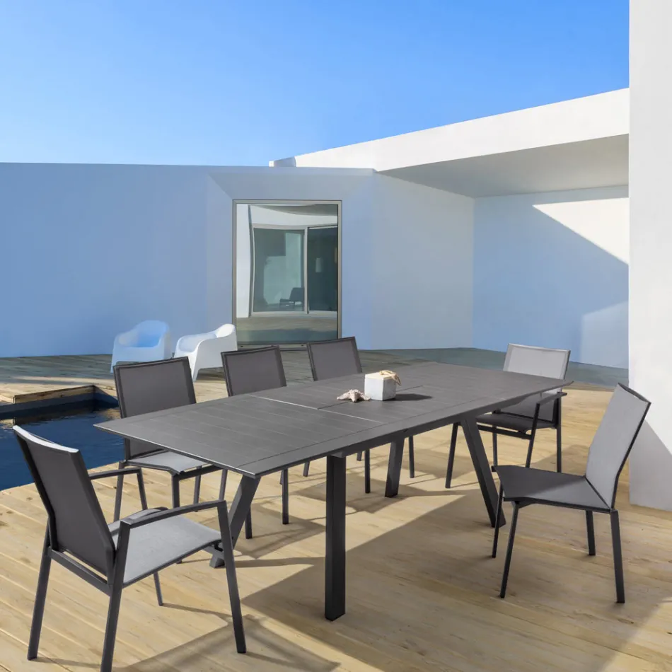 Stapelbar utomhusstol i målat aluminium, Homemotion, 4 delar - Odelia Viadurini