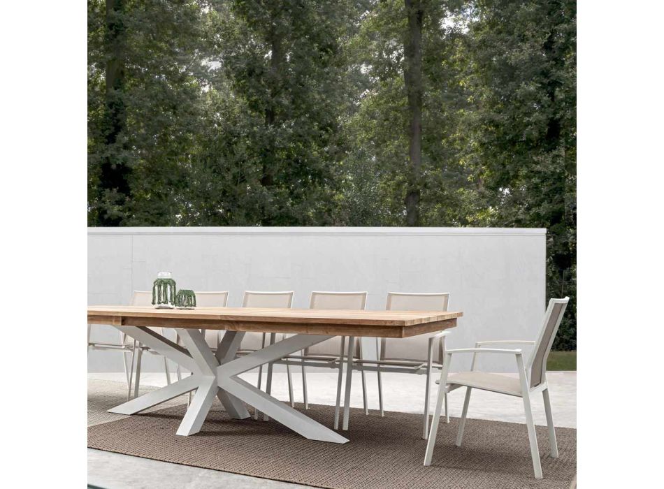 Stapelbar utomhusstol i målat aluminium, Homemotion, 4 delar - Odelia Viadurini