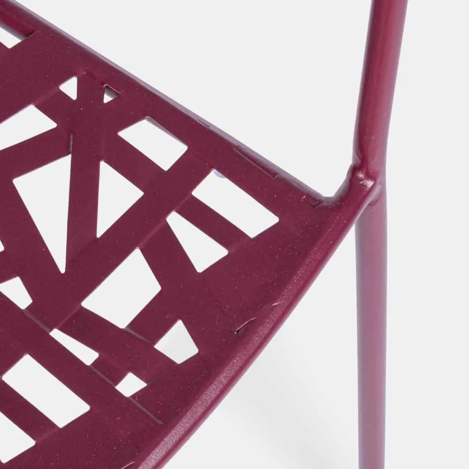 Stapelbar utomhusstol i matt finishstål, 4 delar - Ralia Viadurini