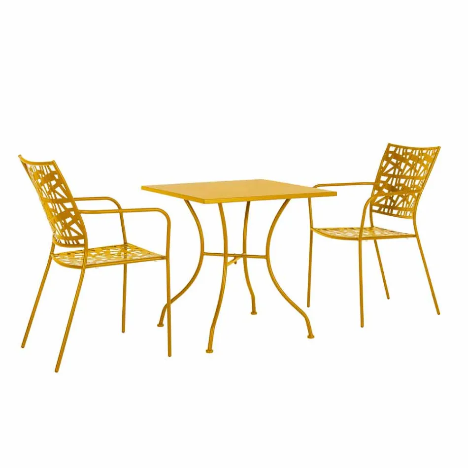 Stapelbar utomhusstol i matt finishstål, 4 delar - Ralia Viadurini