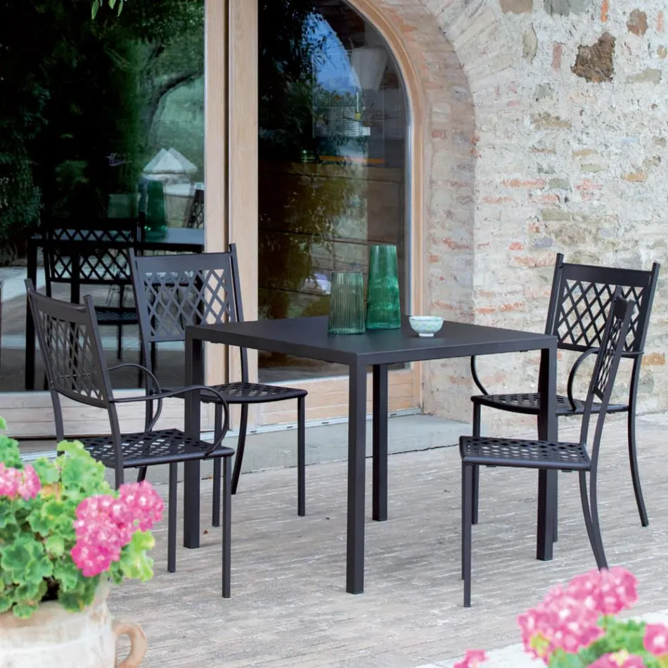 Stapelbar utomhusstol i galvaniserat stål Tillverkad i Italien 4 delar - Celia Viadurini