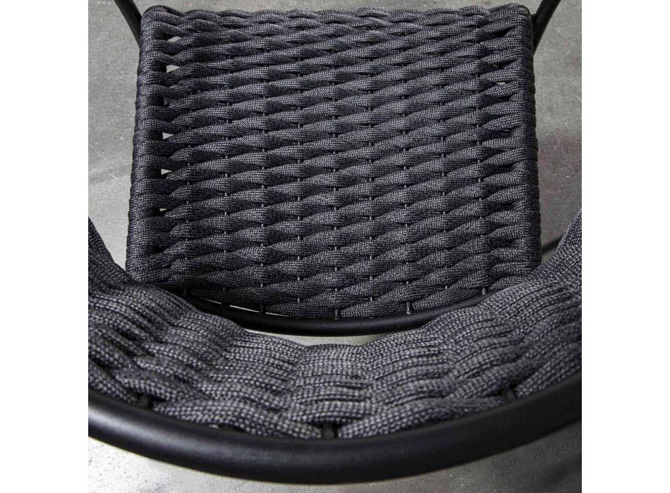 Stapelbar utomhusstol i rep och antracitmetall, 4 delar - Drusilla Viadurini