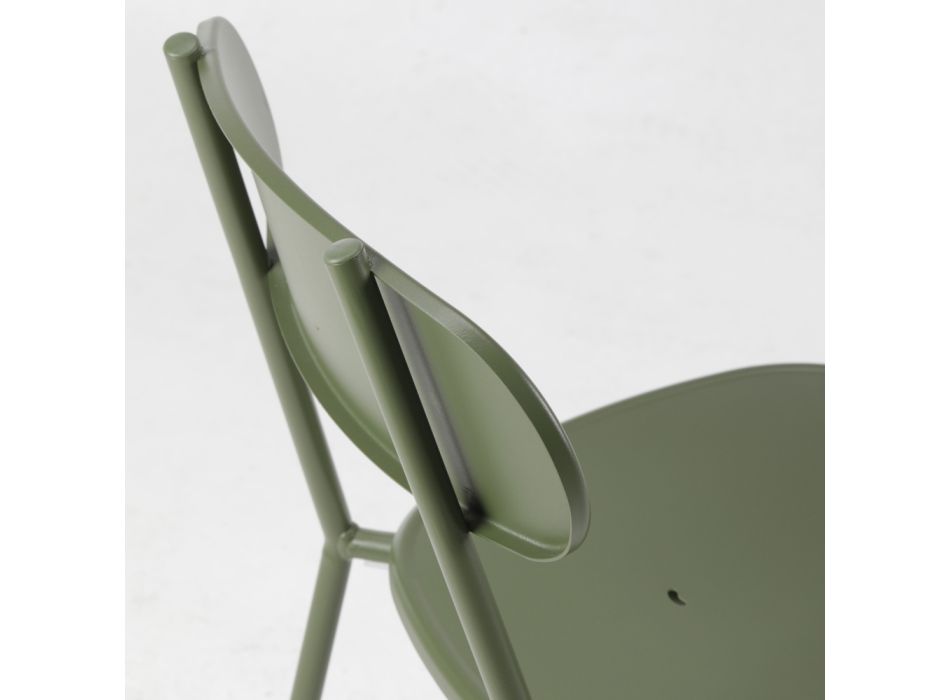 Stapelbar utomhusstol i färgad metall Tillverkad i Italien 4 delar - Pixie Viadurini