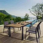 Stapelbar utomhusstol i textilin och antracit aluminium, 6 delar - Urban Viadurini