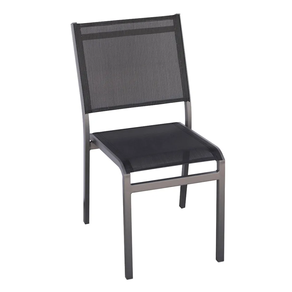 Stapelbar trädgårdsstol i aluminium och textilene, vit eller grå - Floraforma Viadurini